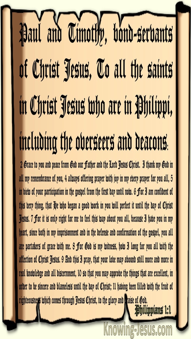 Philippians 1:1 Paul And Timothy Bondservants Of Christs To The Saints At Philippi (beige)